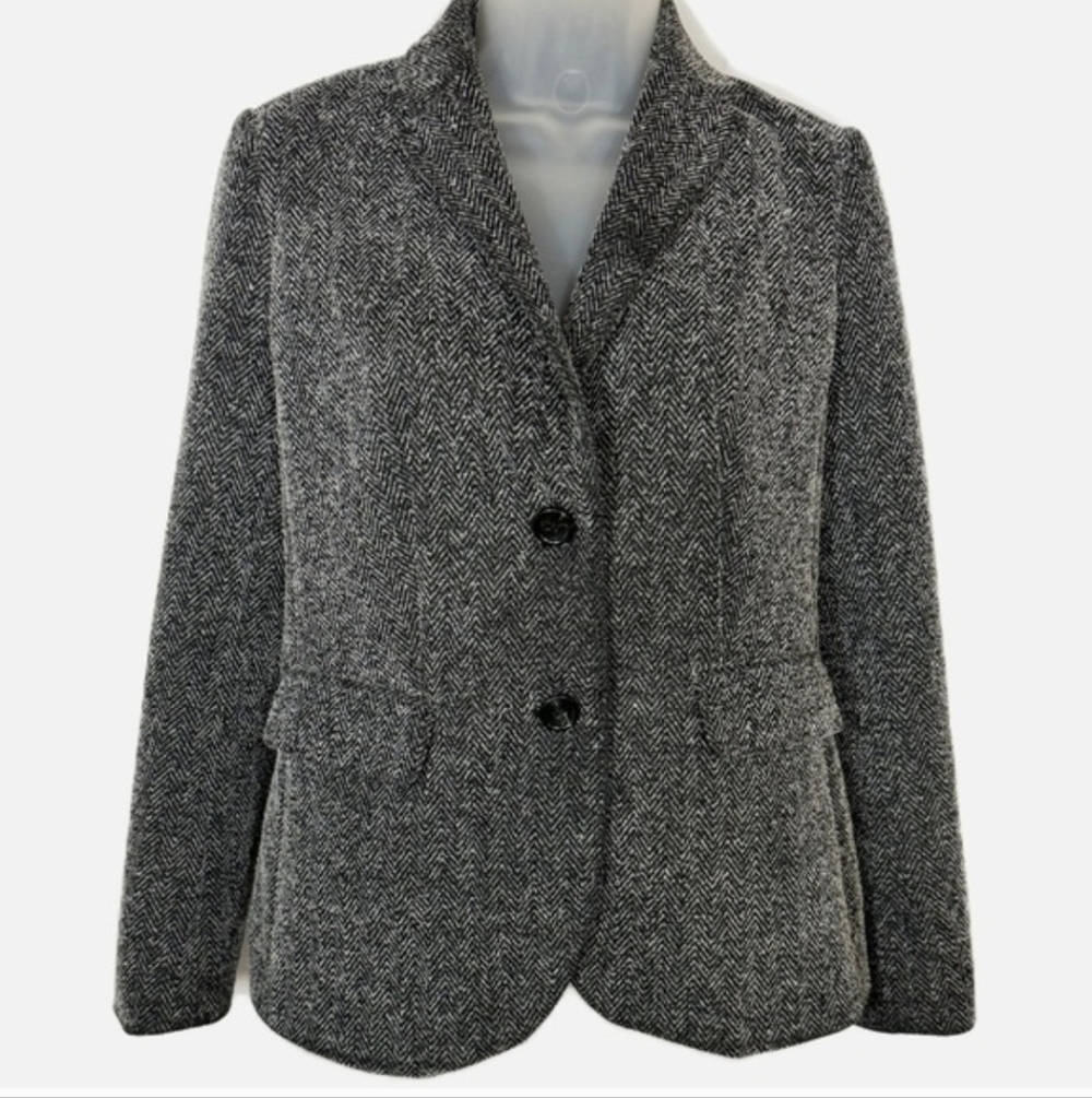 Talbots Charcoal and White Textured Blazer